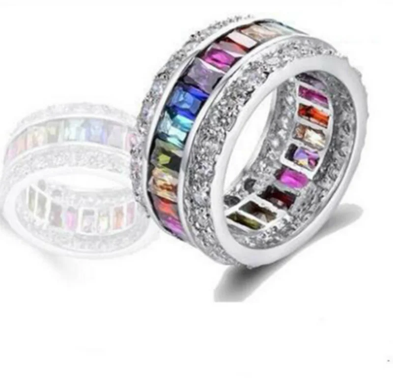 

Top Selling Bling Jewelry Colorful Zircon Rings For Party, As photo