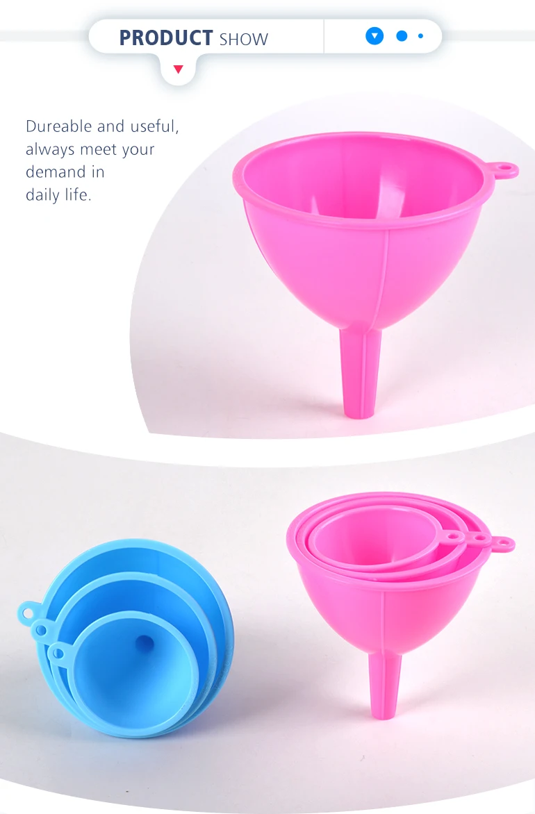 High Quality Colorful Oil Funnel Save Space Mini Funnel Plastic Small