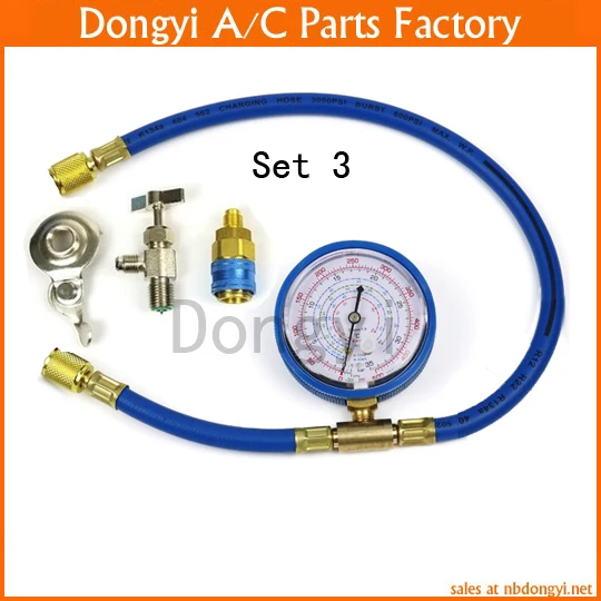 R-134a Recharge A//C Conditioning Refrigerant Measuring Gauge Hose with Can Tap