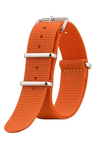 NATO G10 Nylon Premium Quality Replacement Watch Band Strap - 18mm / Orange - FITS ALL WATCHES - (Military Army, J. Crew, Timex Weekender, Daniel Wellington, Urban Outfitters, Luminox, Seiko, Citizen, Blackout Watches, Victorinox Swiss Army, Rolex and more)