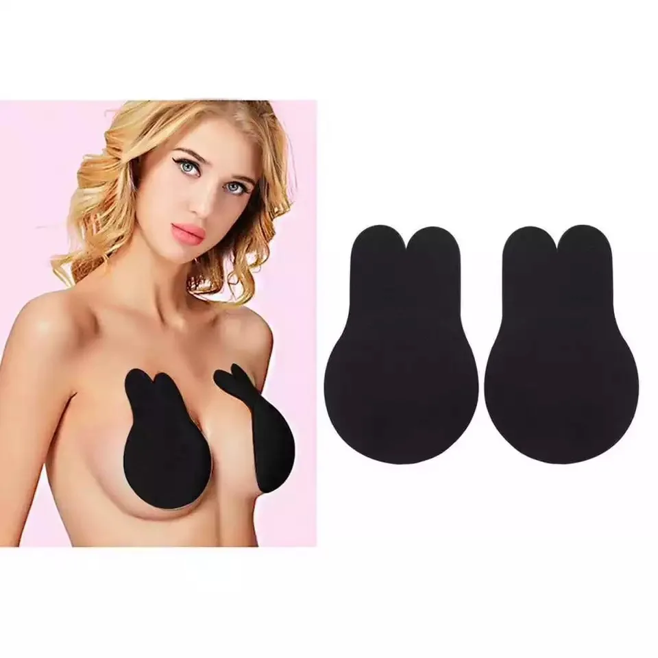 

2019 New Silicone Bra Rabbit Breast Lift Nipple cover, Nude;black