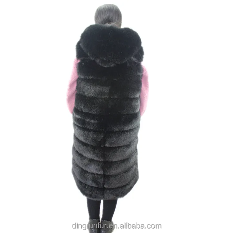 
New fashion women winter Long style Faux Fox Fur Vest artificial fur jacket 