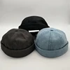 Skull Denim Washed Brimless Hats Color 6 Panel Blank Docker Baseball Cap Without Brim
