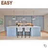Modular wood charcoal gray kitchens gray cabinets with precut granite countertop