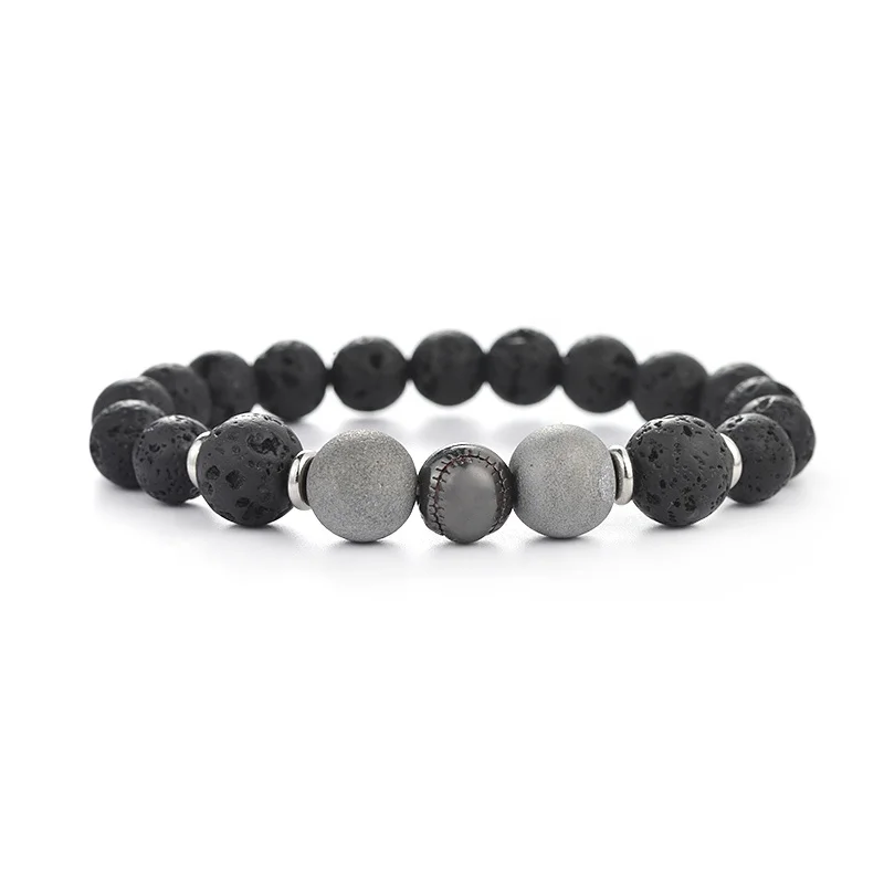 

Druzy Agate Lava Stone Bead Bracelet, N/a