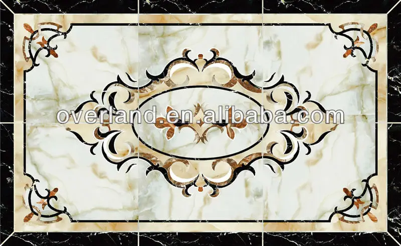 Waterjet marble tiles design floor pattern