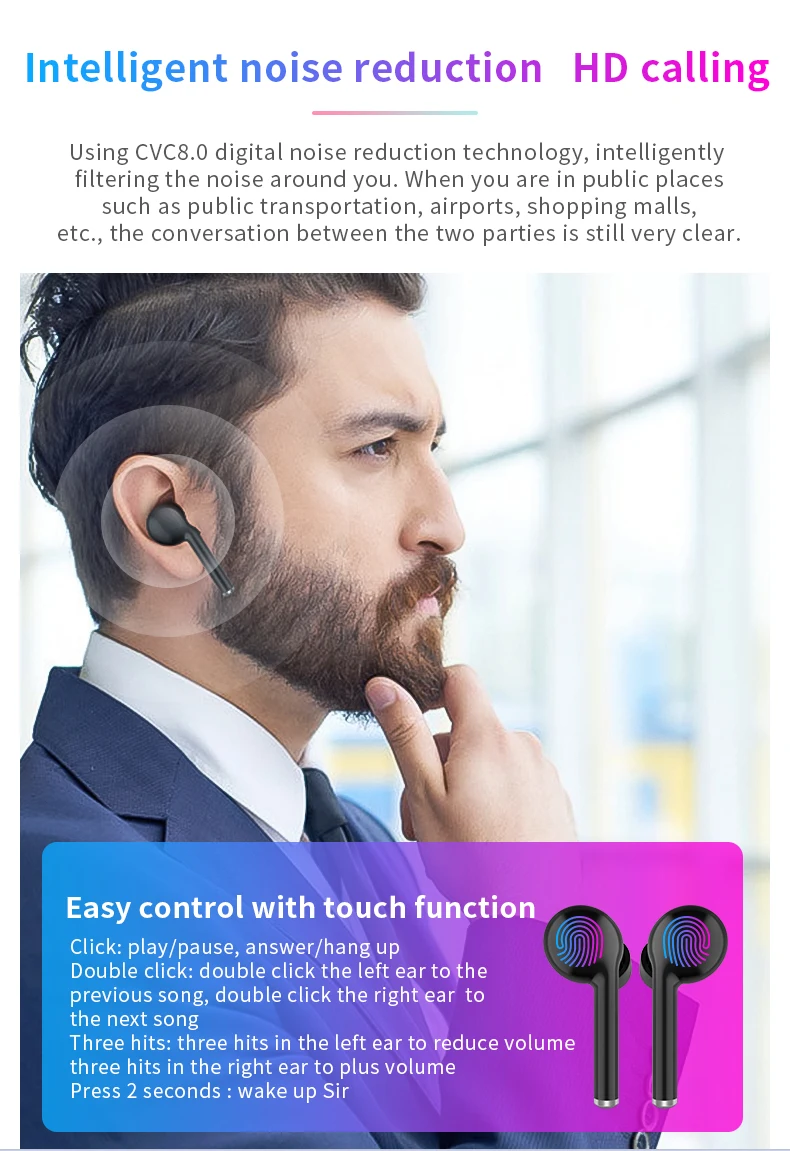true noise cancelling i7s i12 Headset Wireless Earphones TW40 China Earbuds TWS Wireless Charging amazon - ANKUX.COM