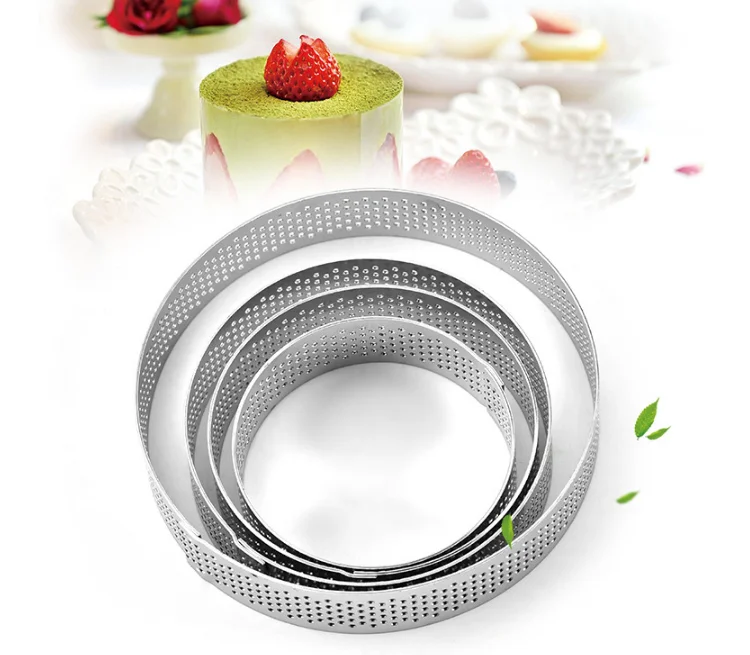 

Amazon High Quality 304 Perforated Stainless Pastry Tart Ring Round