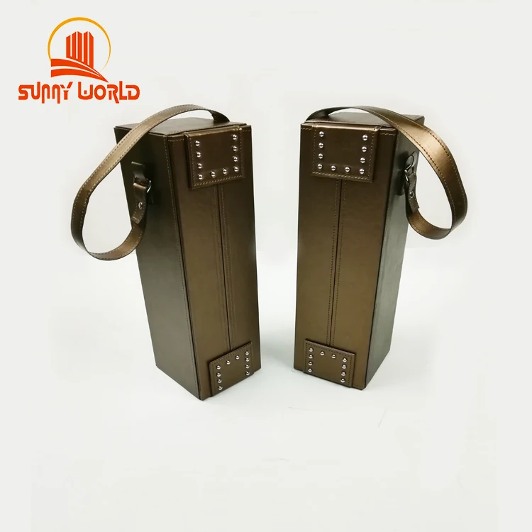 Single bottle PU leather Party Wine tote Travel Wine Case