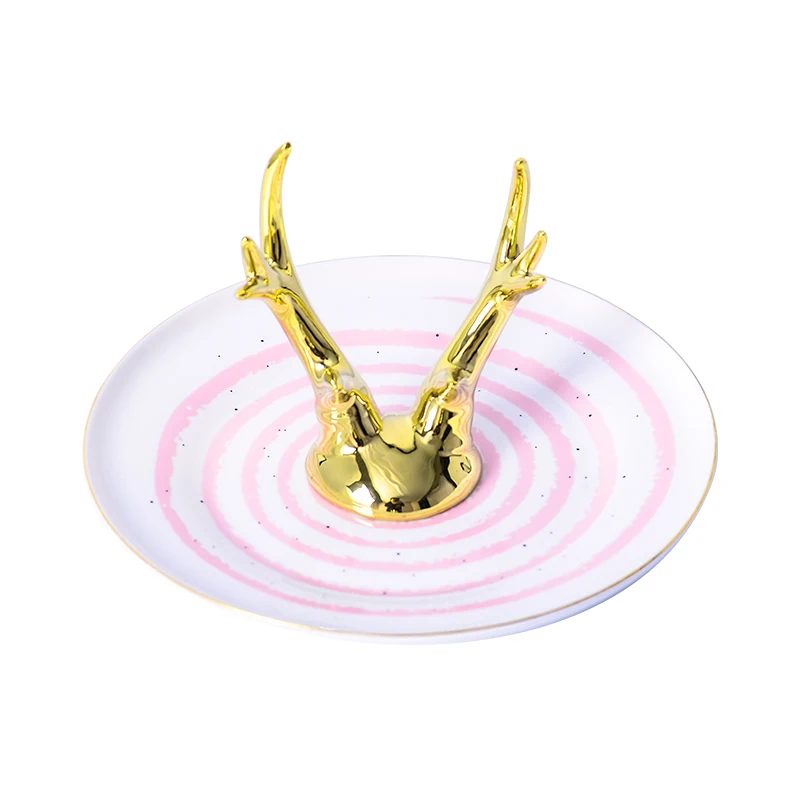 

Ceramic Accessories/Jewelry/ Trinkets Stand Porcelain Trinkets Dish / Tray, Grey pink black