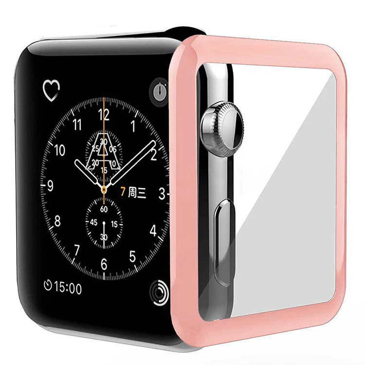 Hot selling Carbon fiber Frame Edge Tempered Glass screen protector for Apple Watch 42mm