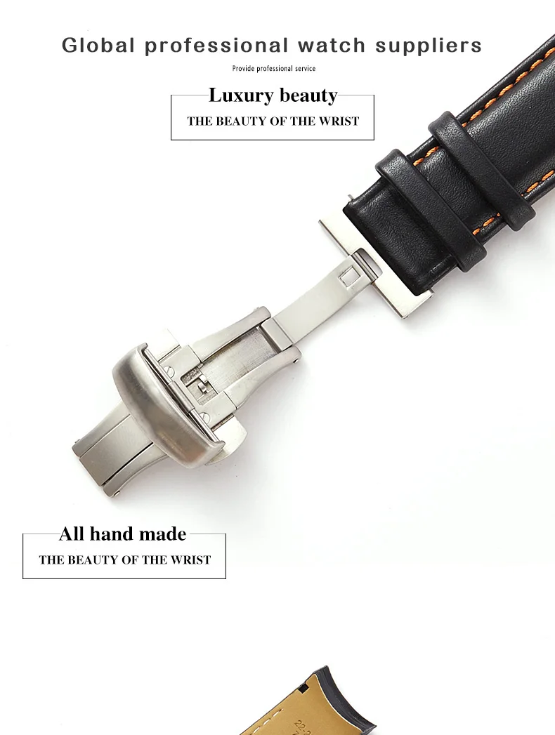 Custom Soft Calf Genuine Leather Men Strap Watch Watchband 