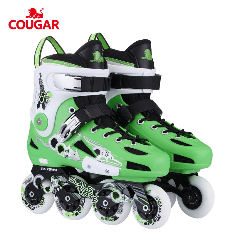 

Cougar Professional Slalom Ice Skates Patines En Linea Inline Skates Quad Inline Roller Skate Shoes For Adults, Black white/white green