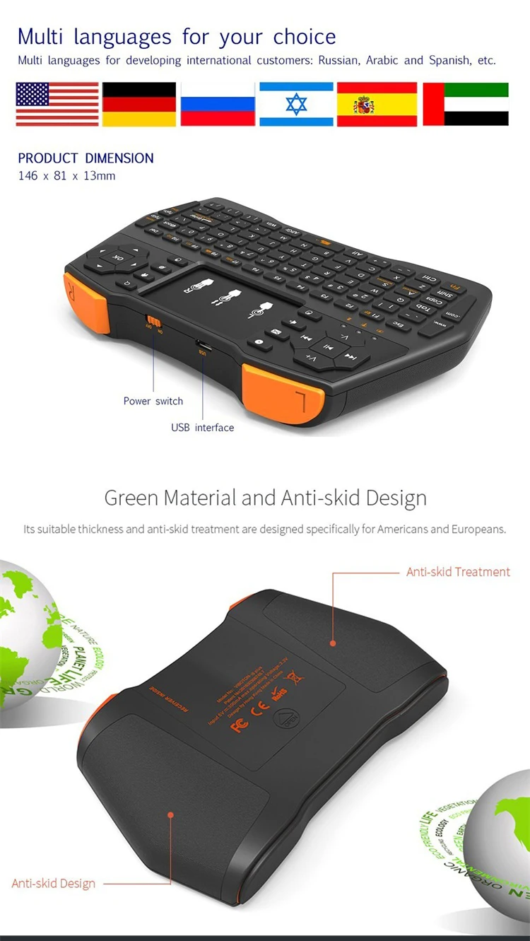 Latest industrial oem custom notebook pc computer accessories slim smart 2.4g wireless mini usb touchpad keyboard
