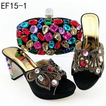 

Hot sale Mirafeel 2019 high quality high heel shoes italian shoes and bag set decorated by rhinestone for wedding party EF15