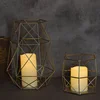 Home Decor High Quality Battery Operated Gold Metal Wire Candle Holder Lantern