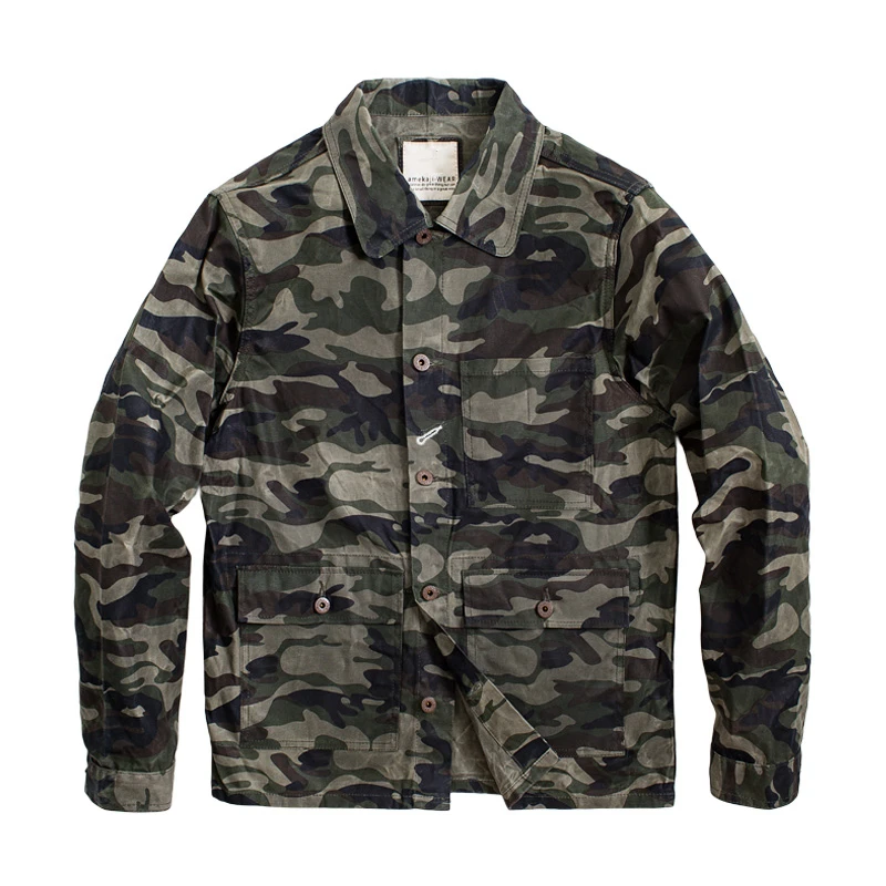 

High Quality custom camouflage hunting military oil waxed jacket men, Customized color