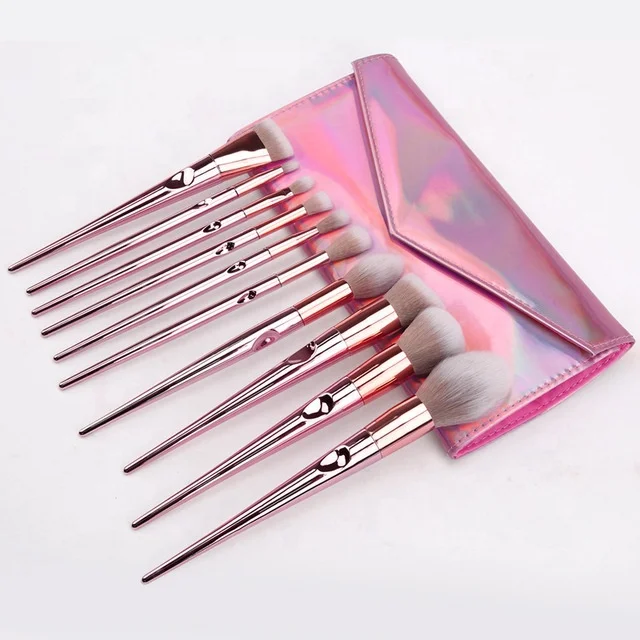 

Yaeshii 2021 Private label makeup brush set rose gold pink makeup eye beauty brushes set with PU bag