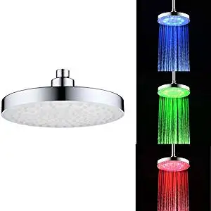 LED Light Hand Shower Head, gloednApple Automatic Changing Round Top Shower Head Bathroom LED Light Rain 3 Color