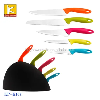 5pcs Popular Colorful Stainless Steel Kitchen Knife Set With Plastic