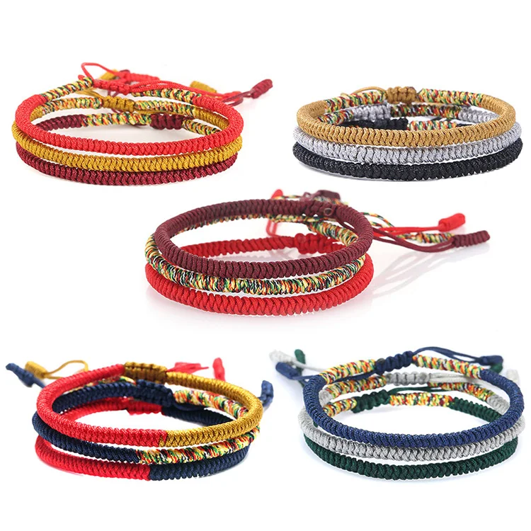 

Valentines Day Handmade Colorful Tibetan Buddhist Lucky Custom Red Cord Braided Rope String Friendship Bracelets Jewelry Gifts