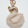 Cute Flamingo Crown Faux Fur Swan Pompom Keychain For Bag Pendant Hanging Decoration Keyring Women