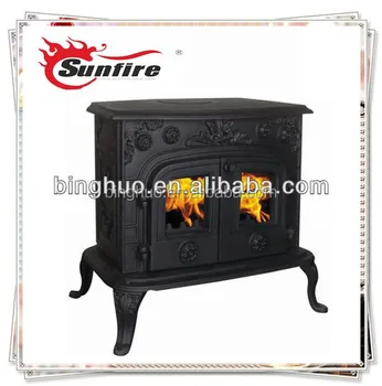 Double Door Cast Iron Stove Wood Burning Heater For Decoration