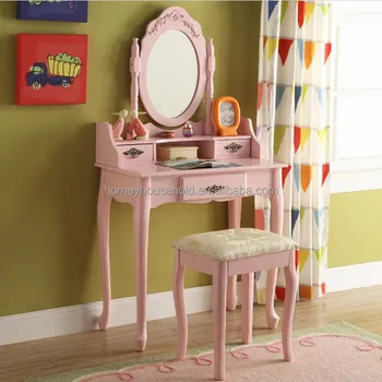 Antique Design Pink Painted Dressing Table For Girls Room With