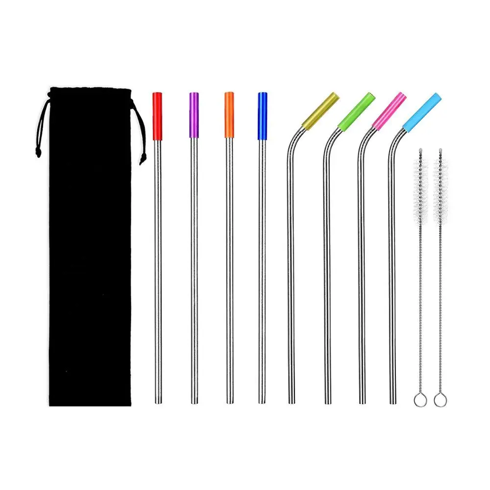 

10 pcs Stainless steel Straws with silicone tips