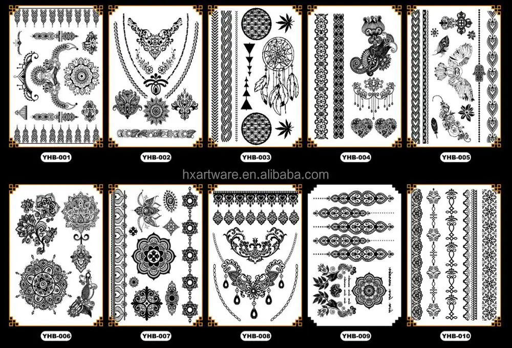 Custom printed body makeup black tattoo stickers temporary hollow lace
