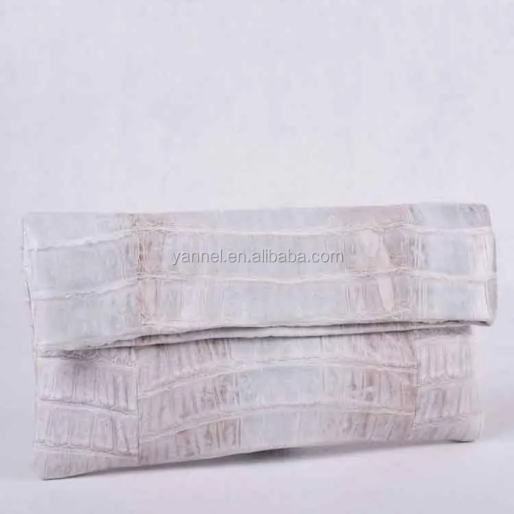 Soft crocodile fold over clutch bags women luxury oversize clutches real crocodile leather lady  clutch bag white women purse