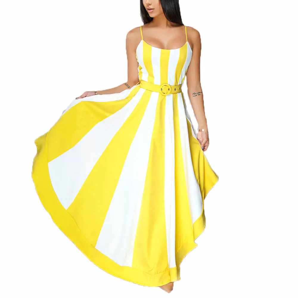 

90315-MX61sexy sashes printed striped women elegant ladies party wear dresses