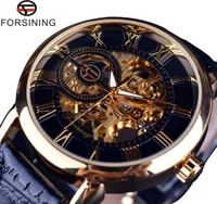 

Forsining AliExpress Hot Sell Mechanical Wristwatches Man Black Leather Hour Men Luxury Gold Automatic Clock Wrist Watch Digital