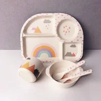 

New products high quality bamboo fiber kids dinner plate set