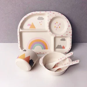 New products high quality bamboo fiber kids dinner plate set
