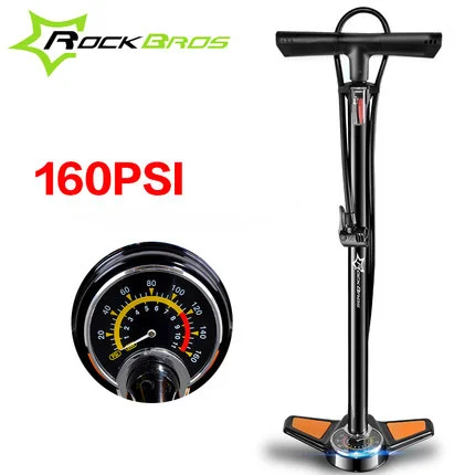 

ROCKBROS Floor type high-pressure Accurate barometer American French general gas mouth Bicycle pump, Black&orange