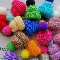 

DIY hand made knitting pompom colorful doll mini baby hat toy knitting hat accessories