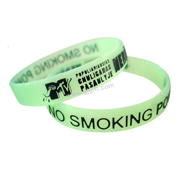 

Glowing Silicon Customized China Glow In The Dark Silicone Wristband Bracelet Manufacturer, Any pantone