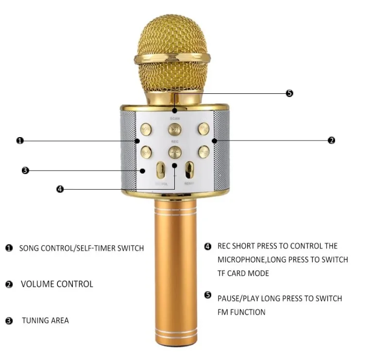 Factory Price usb blue tooth 858 Karaoke Microphone speaker professional ktv karaoke mini mini box speaker