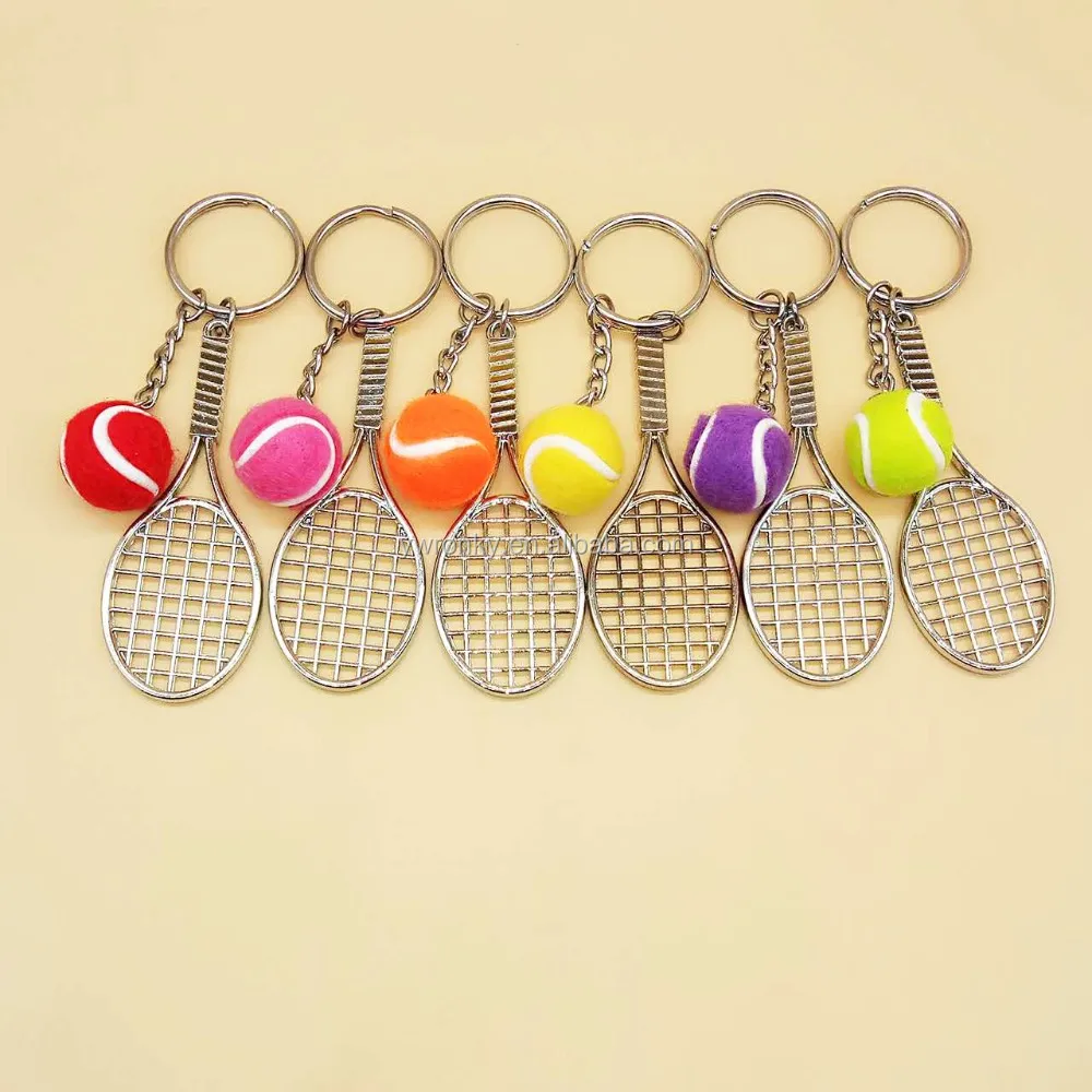 Cheap Tennis Team Party Gift Sports Tennis Ball Racket Keychain Buy