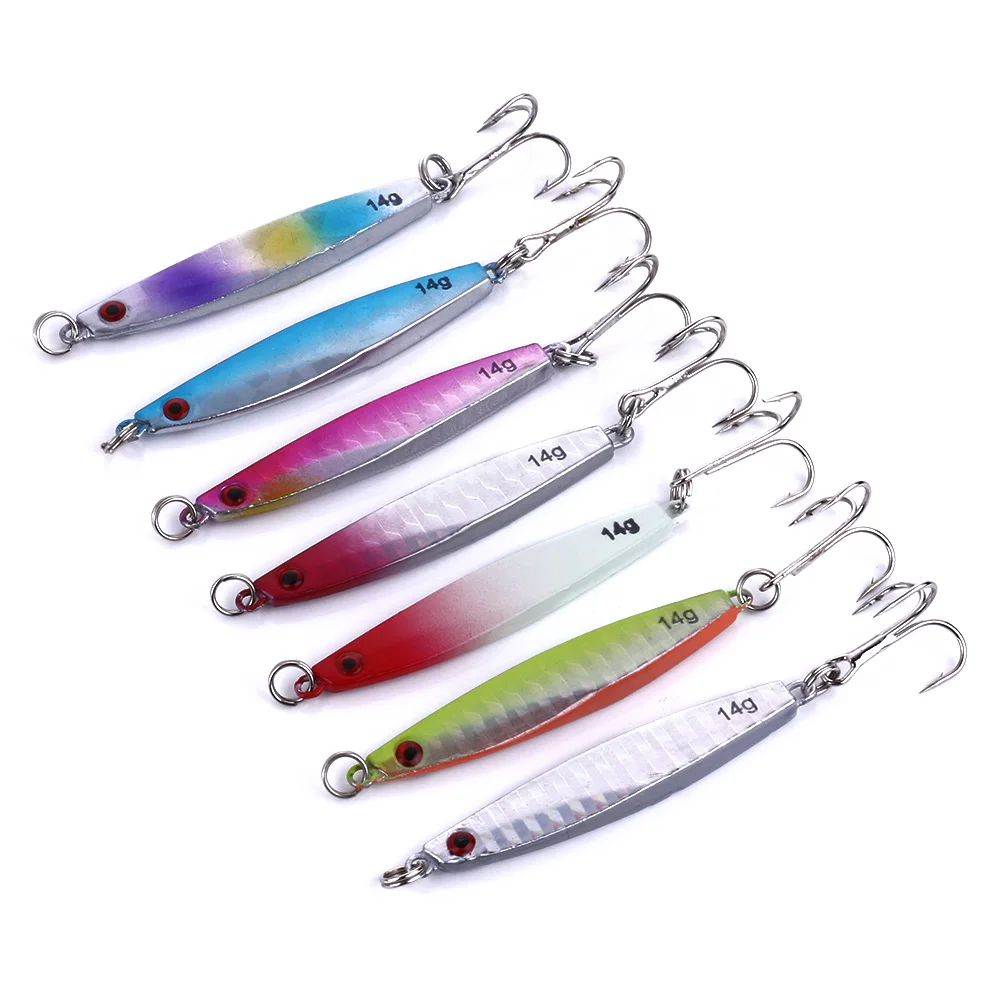 

High Quality Newest metal lead jig lure 60 mm 14 g various colors sinking fishing lure, 7 colours available/unpainted/customized