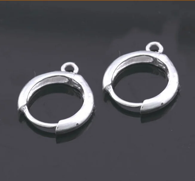 

12mm Findings Components Simple Thailand 925 Sterling Silver Hoop Stud Earrings For Women Drop Earrings DIY Making Jewelry, Raw color,platinum plated