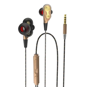 Promotion Cheap Sport Dual Driver Stereo Bass Headphone In-ear Wired Earphone With Mic