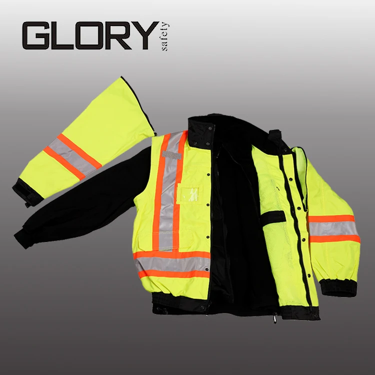 Hi Vis Road Safety Jacket Reflective Winter Safety Jacket With