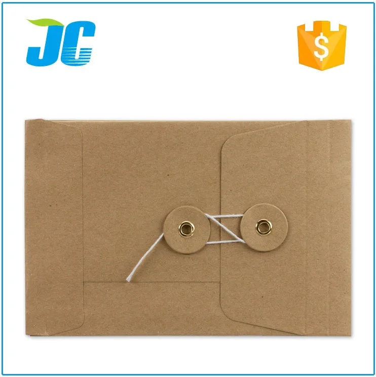 Alibaba China Manufacturer Kraft Paper Envelope With String And Button