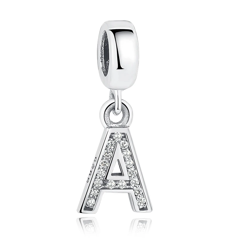 

Real 925 Sterling Silver Pendant WIth White Zircon Letter A Pendant Charm For Necklace Making Fashion Jewelry