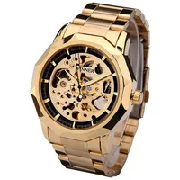 

Winner-199 Stainless Steel Strap Mechanical Men Watches Winner Brand Wrist Automatic Gold Watch for Business Men