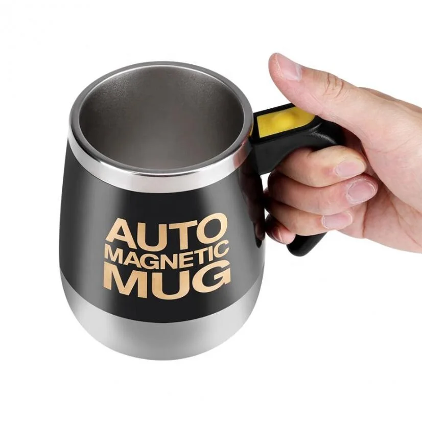 

400ml auto magnetic mug stainless steel lazy auto stirring coffee mug auto mixing cup mug, Yellow pink red blue black