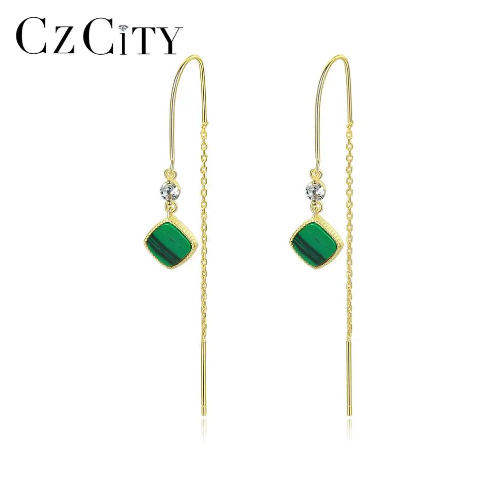 CZCITY Latest Design Earrings Jewelry Fashion Shell S925 Sterling Silver Tassel Chain Earrings