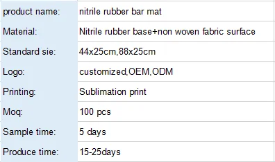 nitrile rubber non-woven bar runner mat